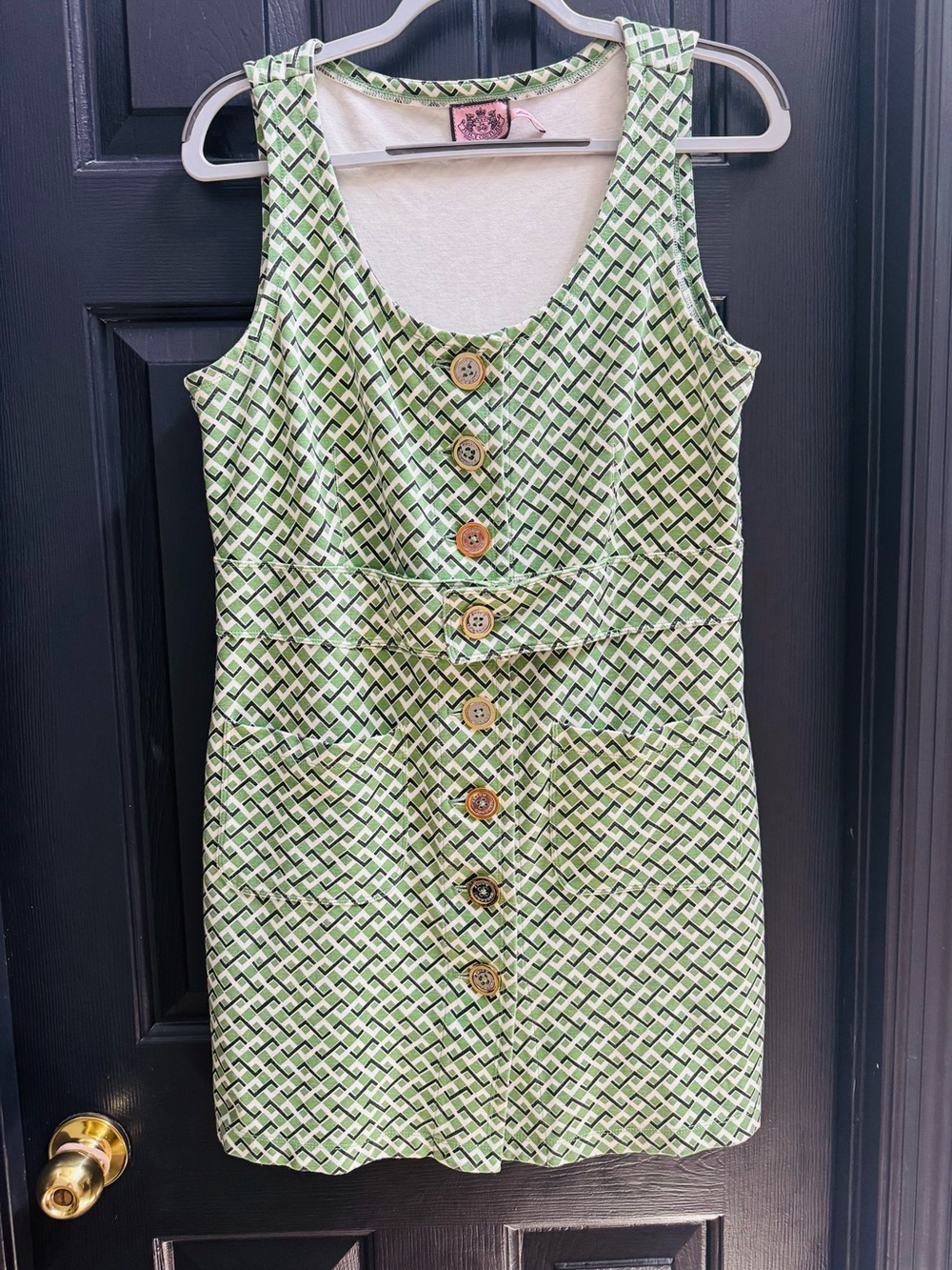 Juicy Couture Geometric Button-Front Mini Dress